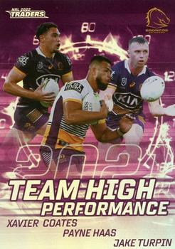 2022 NRL Traders - High Performance Team #HPT01 Brisbane Broncos Front